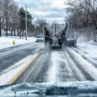 Salt trucks salting the roads